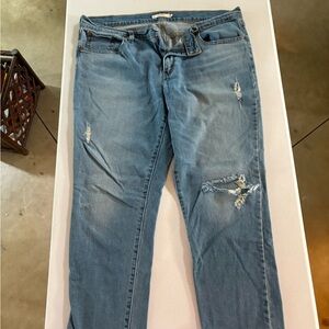 Levi's Blue Straight Leg Jeans with Distressed Details